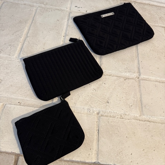 Set of THREE Vera Bradley Quilted Pouches / Cosmetic Cases in Black - Picture 4 of 14